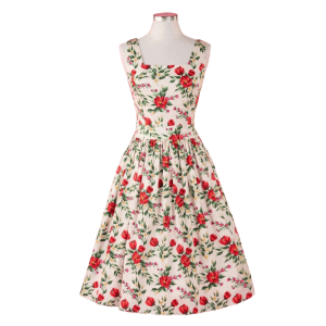 Romantické vintage šaty s červenými kvetmi